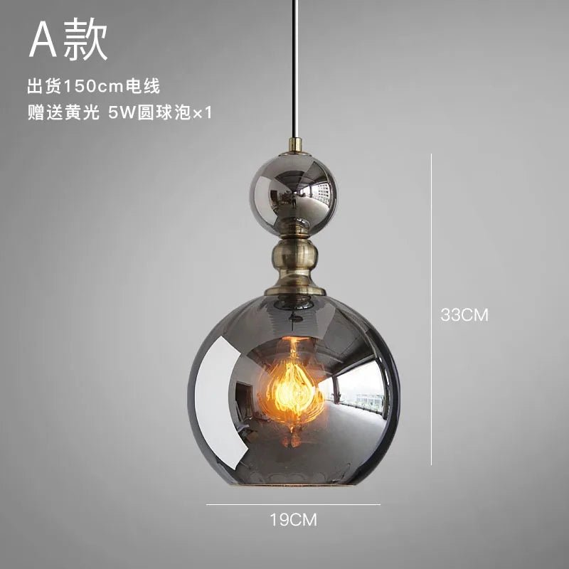 Nordic Designer Individual Smoke Gray Glass Pendant Lights LED E27 Modern Hanging Lamp Art Decor - Julia M LifeStyles