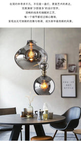 Nordic Designer Individual Smoke Gray Glass Pendant Lights LED E27 Modern Hanging Lamp Art Decor - Julia M LifeStyles