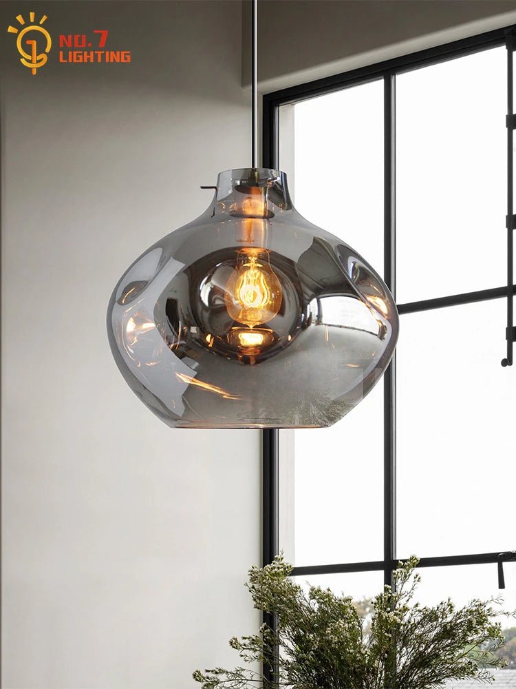 Nordic Designer Individual Smoke Gray Glass Pendant Lights LED E27 Modern Hanging Lamp Art Decor - Julia M LifeStyles