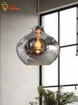 Nordic Designer Individual Smoke Gray Glass Pendant Lights LED E27 Modern Hanging Lamp Art Decor - Julia M LifeStyles