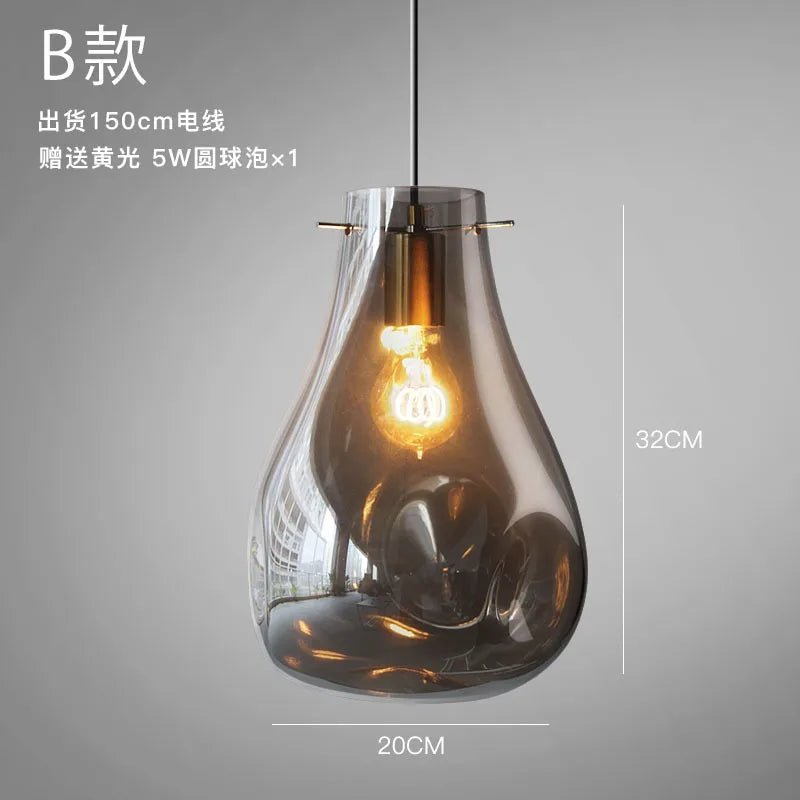 Nordic Designer Individual Smoke Gray Glass Pendant Lights LED E27 Modern Hanging Lamp Art Decor - Julia M LifeStyles