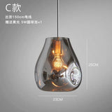 Nordic Designer Individual Smoke Gray Glass Pendant Lights LED E27 Modern Hanging Lamp Art Decor - Julia M LifeStyles