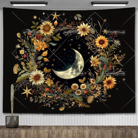 Nordic Flower Tarot Tapestry - Moon Phase Wall Hanging Decor - Julia M LifeStyles