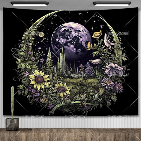 Nordic Flower Tarot Tapestry - Moon Phase Wall Hanging Decor - Julia M LifeStyles