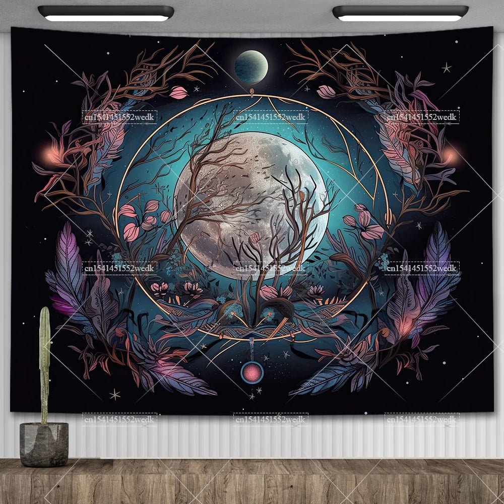 Nordic Flower Tarot Tapestry - Moon Phase Wall Hanging Decor - Julia M LifeStyles