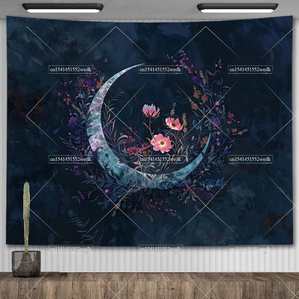 Nordic Flower Tarot Tapestry - Moon Phase Wall Hanging Decor - Julia M LifeStyles