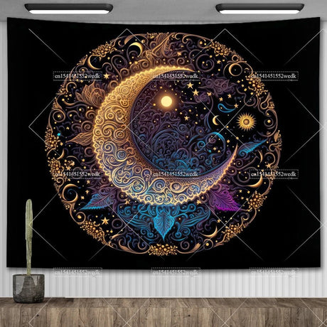 Nordic Flower Tarot Tapestry - Moon Phase Wall Hanging Decor - Julia M LifeStyles