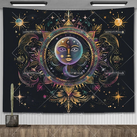 Nordic Flower Tarot Tapestry - Moon Phase Wall Hanging Decor - Julia M LifeStyles