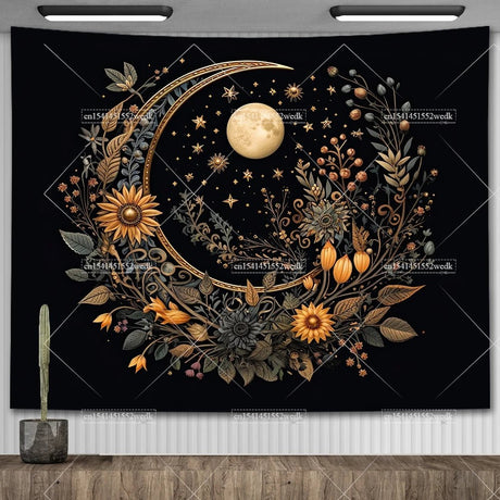 Nordic Flower Tarot Tapestry - Moon Phase Wall Hanging Decor - Julia M LifeStyles