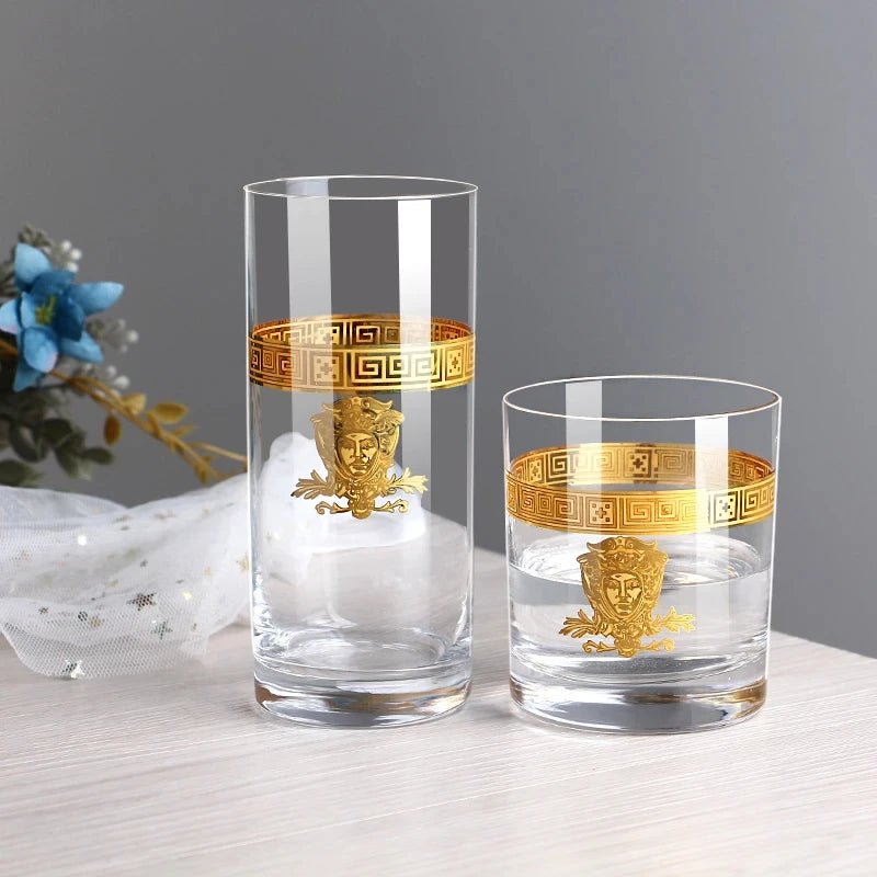 Nordic Gold Edge Crystal Goblet Wine Glass Light Luxury Clear Champagne Glass Brandy Whiskey Cup Wedding Party Drinkware Barware - Julia M LifeStyles