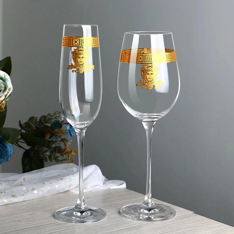 Nordic Gold Edge Elegant Crystal Goblet - Julia M LifeStyles