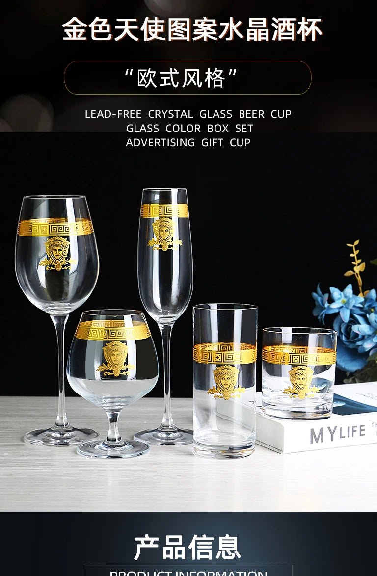 Nordic Gold Edge Elegant Crystal Goblet - Julia M LifeStyles