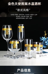 Nordic Gold Edge Crystal Goblet Wine Glass Light Luxury Clear Champagne Glass Brandy Whiskey Cup Wedding Party Drinkware Barware - Julia M LifeStyles