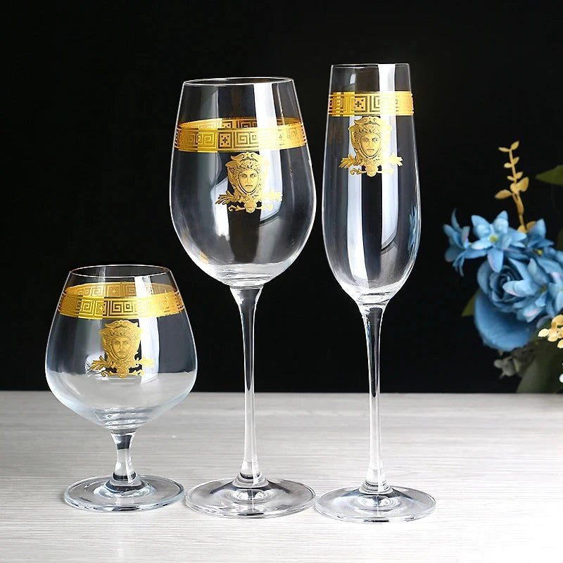 Nordic Gold Edge Elegant Crystal Goblet - Julia M LifeStyles