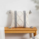 Nordic Simple Geometric Bohemian Style Gray White Tufted Pillow Sofa Cushion Lumbar Pillow Bedroom Bedside Model Room - Julia M LifeStyles