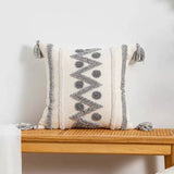 Nordic Simple Geometric Bohemian Style Gray White Tufted Pillow Sofa Cushion Lumbar Pillow Bedroom Bedside Model Room - Julia M LifeStyles