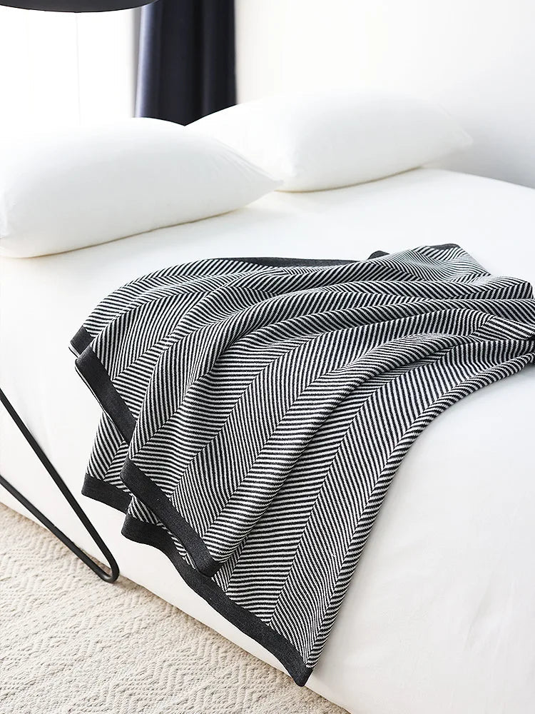 Nordic Stripe Knitted Blanket Throw for Sofa and Bed - Julia M LifeStyles