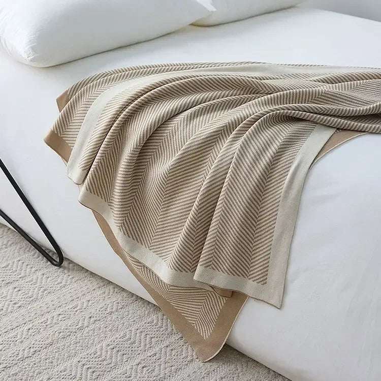 Nordic Stripe Knitted Blanket Throw for Sofa and Bed - Julia M LifeStyles