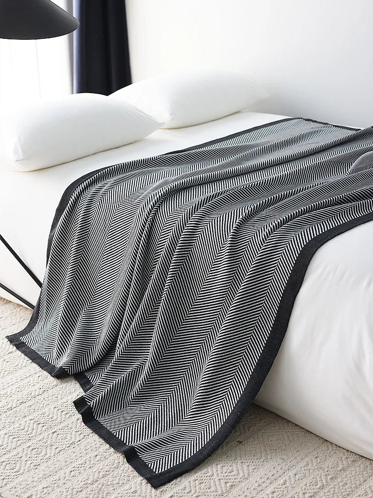 Nordic Stripe Knitted Blanket Throw for Sofa and Bed - Julia M LifeStyles