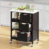 "Oak & White Kitchen Island Cart with Wheels & 3 Drawers" - Julia M LifeStyles