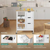 "Oak & White Kitchen Island Cart with Wheels & 3 Drawers" - Julia M LifeStyles