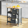 "Oak & White Kitchen Island Cart with Wheels & 3 Drawers" - Julia M LifeStyles