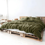 Olive Green Linen Bedding Set - Julia M LifeStyles