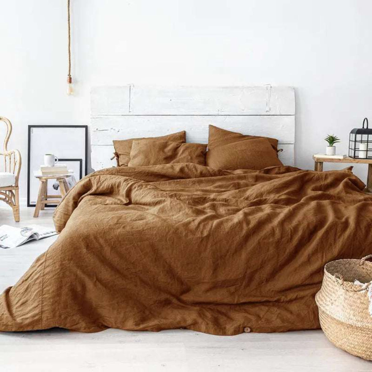 Olive Green Linen Bedding Set - Julia M LifeStyles