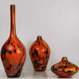 Orange Marbling Hand Blown Glass Vase - Unique Classic Style - Julia M LifeStyles