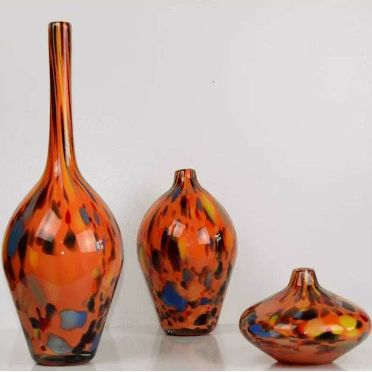 Orange Marbling Hand Blown Glass Vase - Unique Classic Style - Julia M LifeStyles