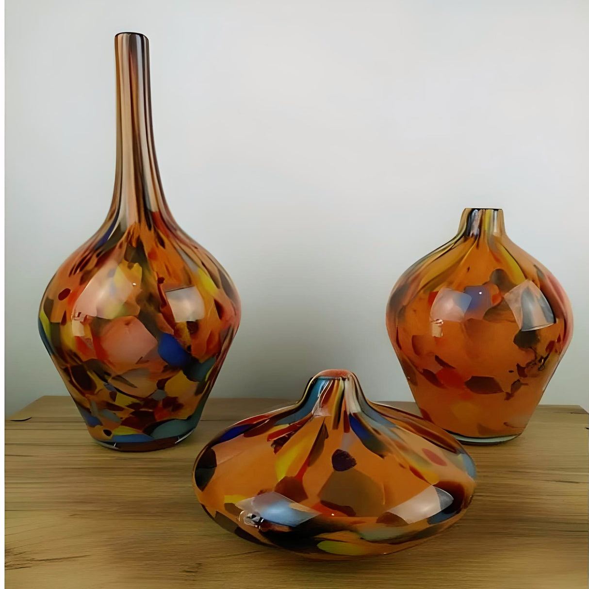 Orange Marbling Hand Blown Glass Vase - Unique Classic Style - Julia M LifeStyles