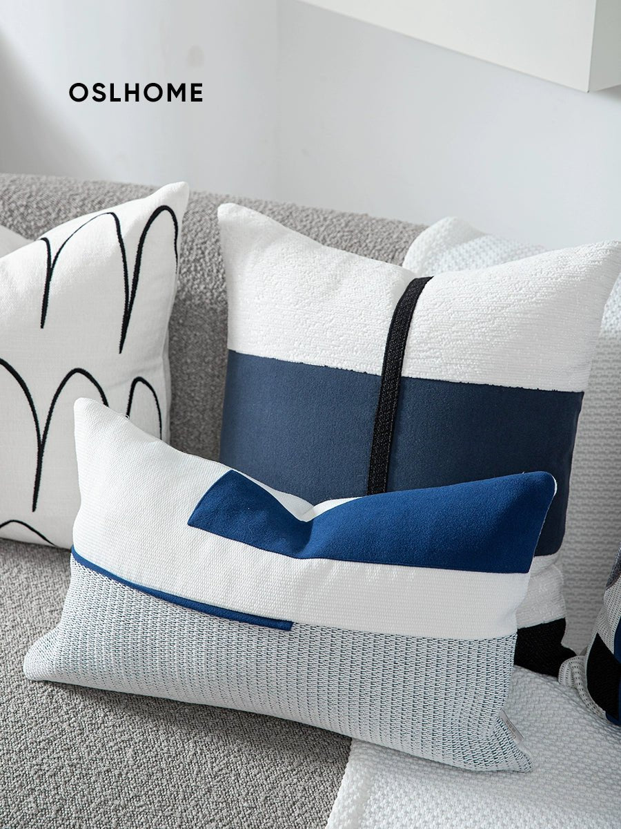 Pillow Cover Accessible Luxury Modern Minimalist Sofa Model Room Ins Lumbar Pillow Cushion B & B Designer Blue - Julia M LifeStyles