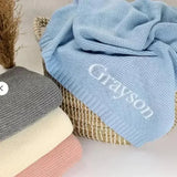 Personalized Name Baby Knitted Blanket Cotton 100x80cm Skin-friendly Warm Newborn Wraps Custom Baby Blanket for Winter - Julia M LifeStyles