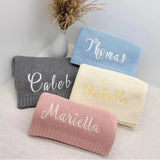 Personalized Name Baby Knitted Blanket Cotton 100x80cm Skin-friendly Warm Newborn Wraps Custom Baby Blanket for Winter - Julia M LifeStyles