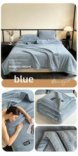 Plush Warm Winter Throw Blanket A Grade Coral Fleece Flannel Soft Thick Blankets for Sofa Single Double Couple Furry Sofa Cover - Julia M LifeStyles