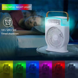 Portable USB Air Conditioner Cooling Fan with 5 Sprays & 7 Colour Light - Julia M LifeStyles