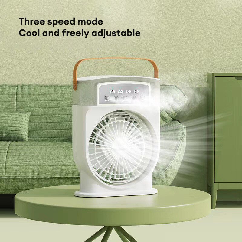 Portable USB Air Conditioner Cooling Fan with 5 Sprays & 7 Colour Light - Julia M LifeStyles