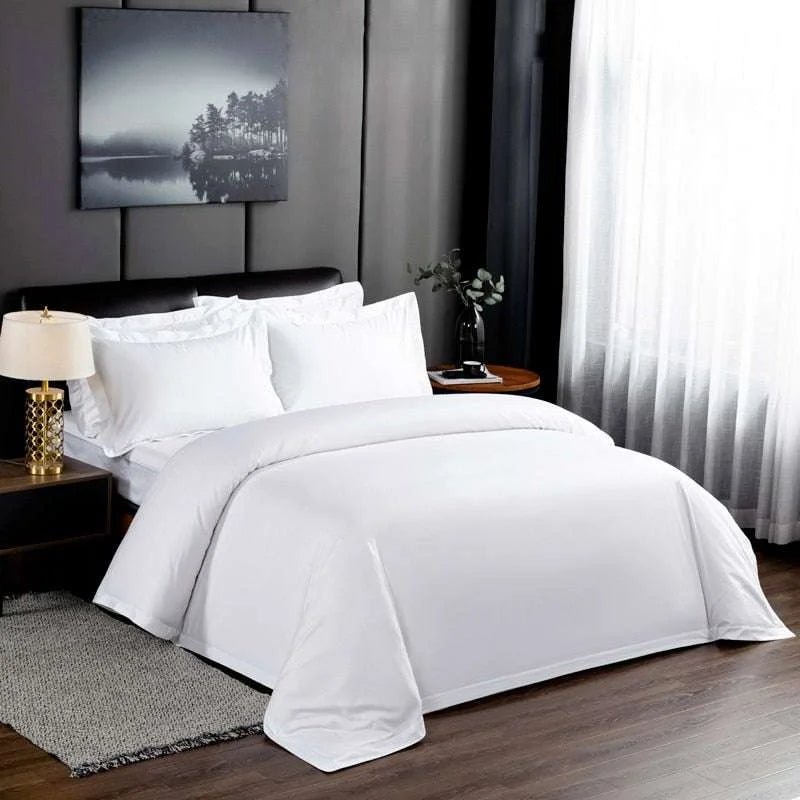 Premium Hotel White Oversize Duvet Cover Bed Sheet set 100%Nature Cotton Soft 600TC Bedding set Twin Full Queen King size 4Pcs - Julia M LifeStyles