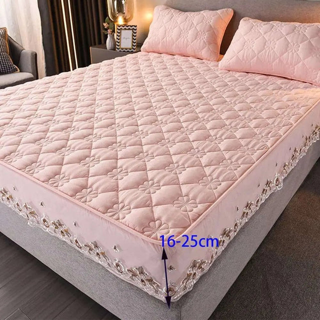 Pure Cotton Quilted Emboss Washable Mattresses Cover - Julia M LifeStyles