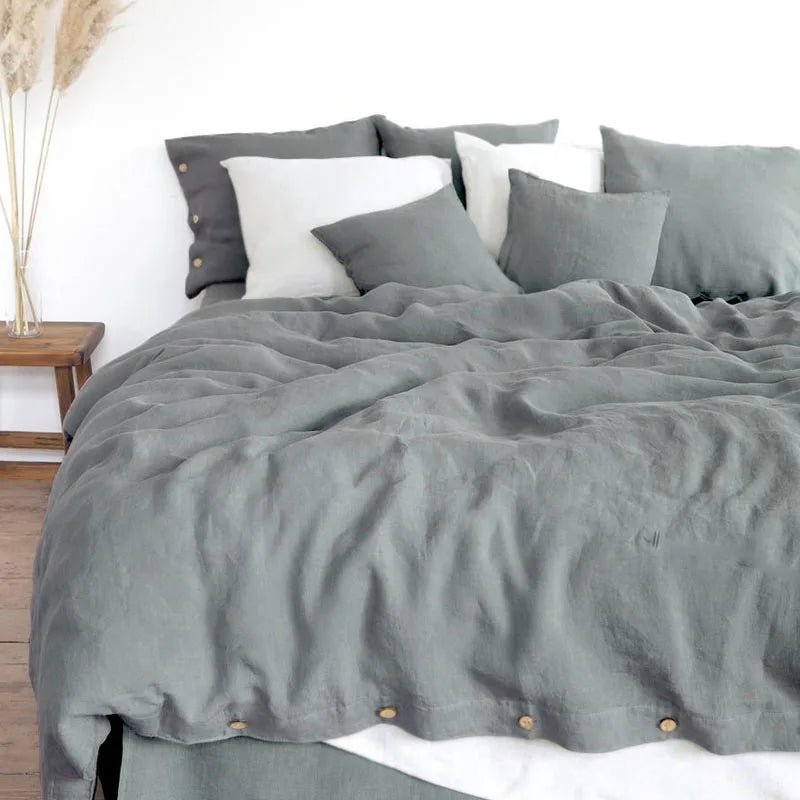 Pure Linen Duvet Cover Set - Double Bed Quilt Cover with Pillowcases - Julia M LifeStyles