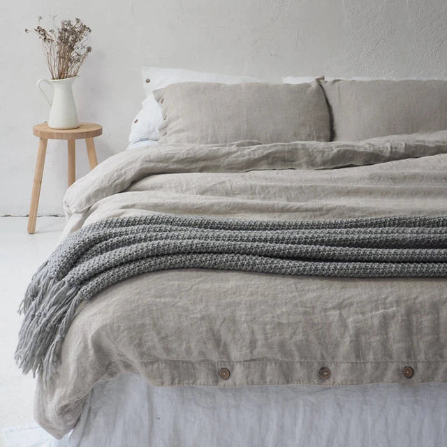 Pure Linen Duvet Cover Set - Double Bed Quilt Cover with Pillowcases - Julia M LifeStyles