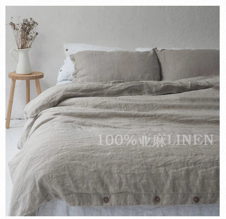 Pure Linen Duvet Cover Set - Double Bed Quilt Cover with Pillowcases - Julia M LifeStyles