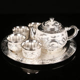 Pure Silver Dragon Phoenix Tea Set - Julia M LifeStyles