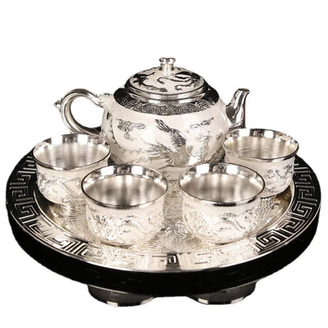 Pure Silver Dragon Phoenix Tea Set - Julia M LifeStyles