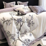 Purple Flower Embroidered Bedding Set - Julia M LifeStyles