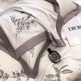 Purple Flower Embroidered Bedding Set - Julia M LifeStyles