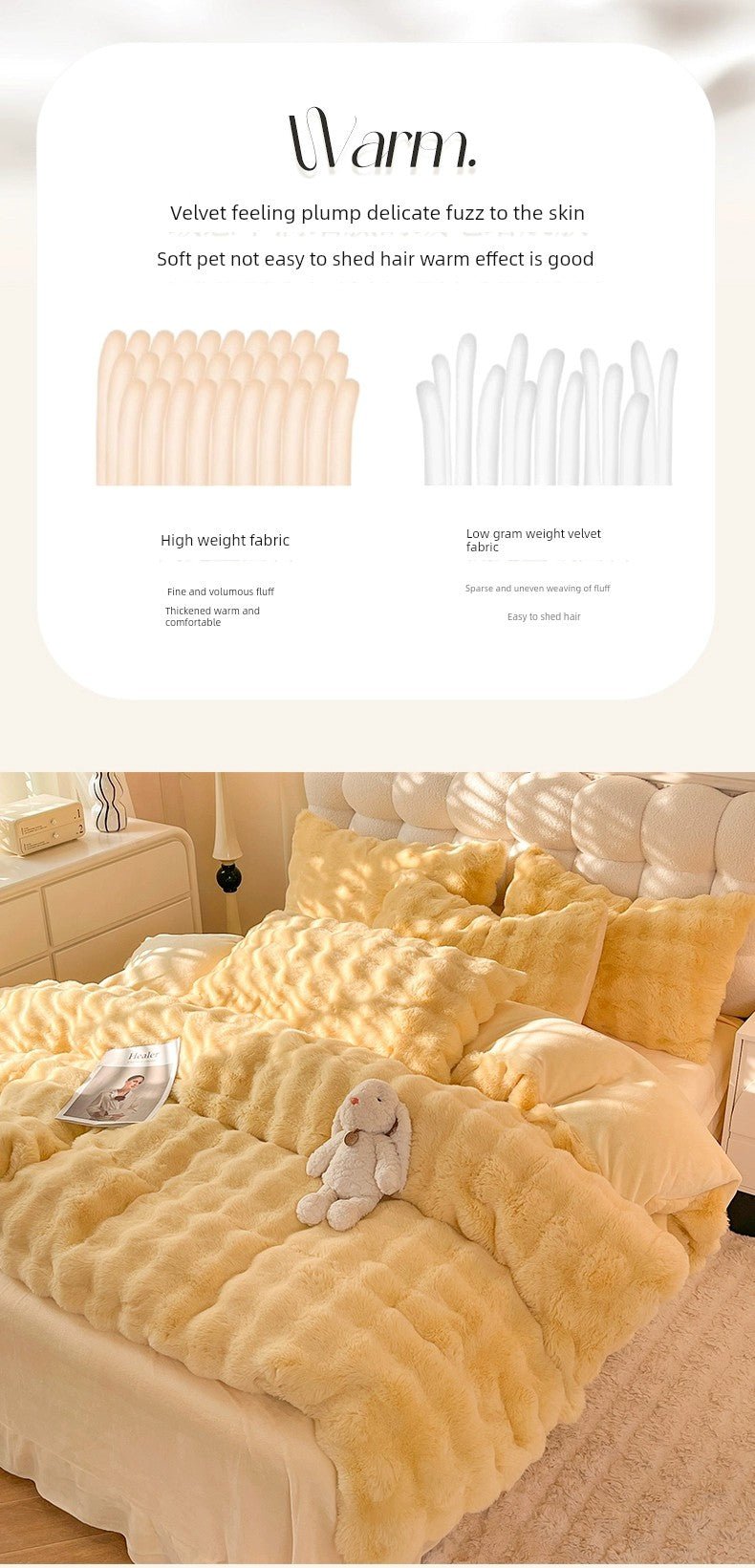 Rabbit Milk Fiber Four - Piece Set Winter Thicken Thermal Double - Sided with Velvet Flange Coral Fleece Bed Sheet Quilt Cover Three - Piece Set - Julia M LifeStyles