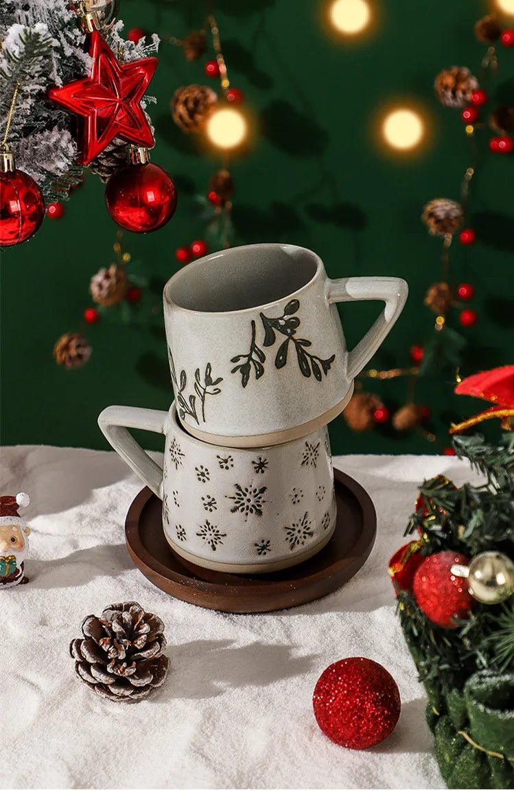 Retro Ceramic Coffee Mug Heat-resistant Handgrip Cup For Juice Water Milk Office Kitchen Restaurant Christmas Mug Gift - Julia M LifeStyles