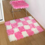 Retro Checkerboard Fluffy Fur Rug - Julia M LifeStyles