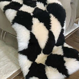 Retro Checkerboard Fluffy Fur Rug - Julia M LifeStyles